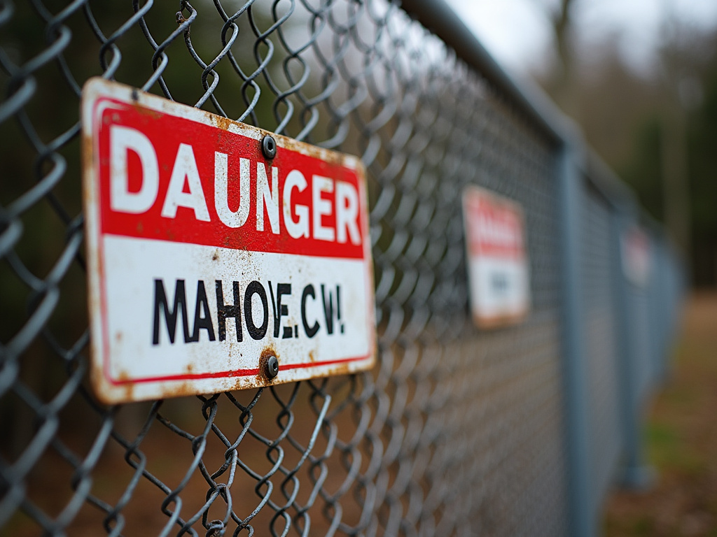 Warning sign fence — los angeles dog bite lawyer