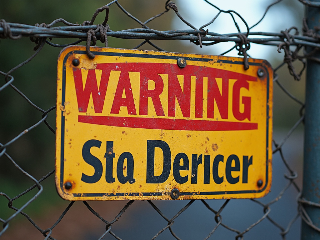 Warning sign fence — los angeles dog bite lawyer