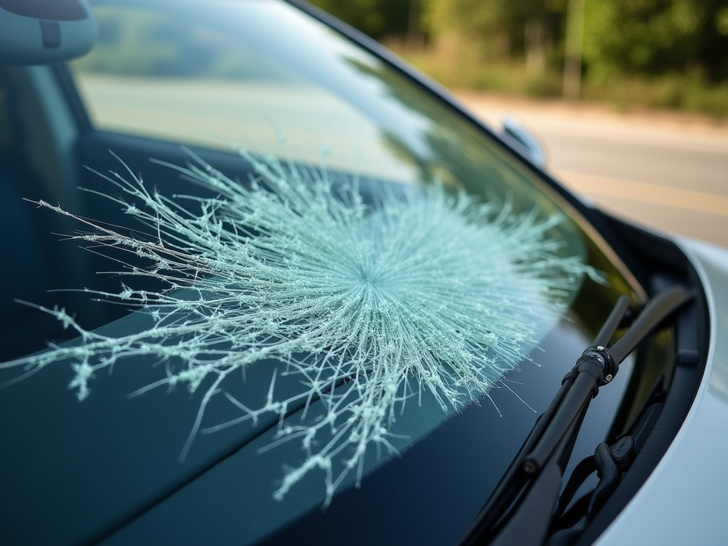 Broken windshield — los angeles car accident lawyer