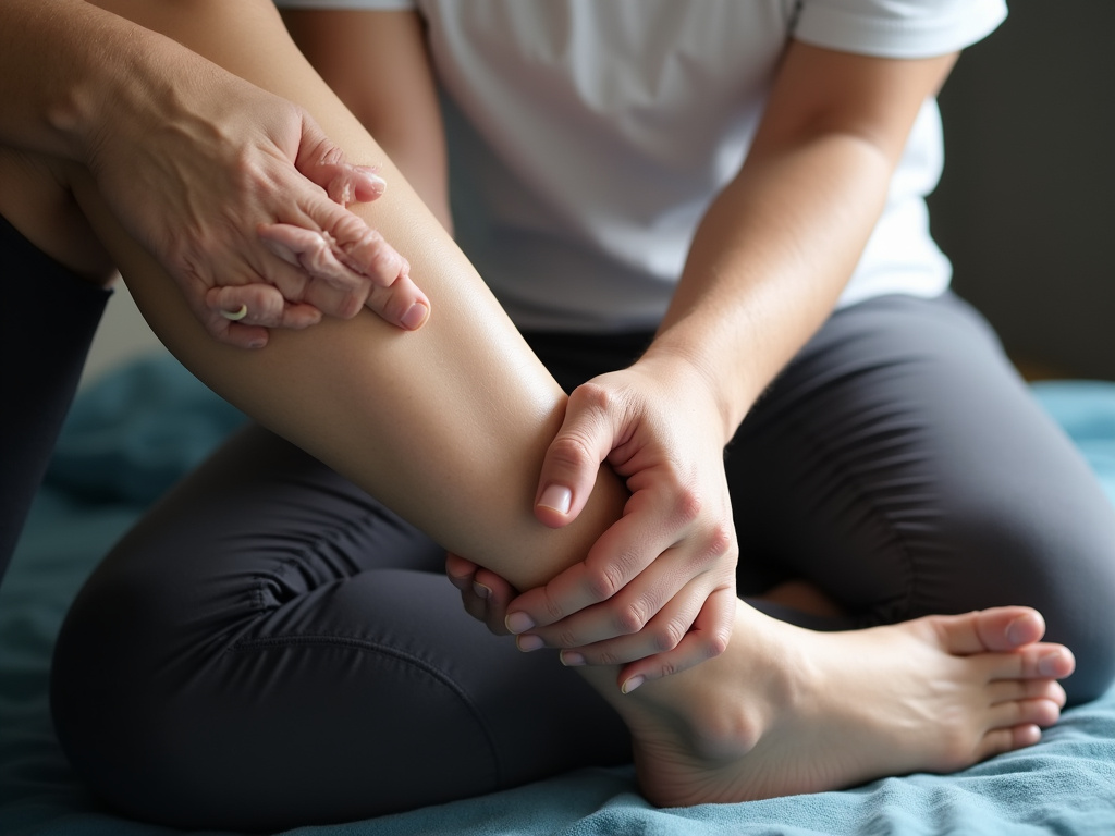 Chiropractor adjusting leg — knee chiropractor near me