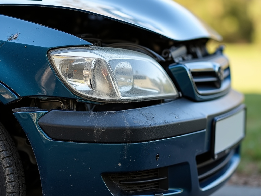 Crumpled car bumper — los angeles freeway accident lawyer