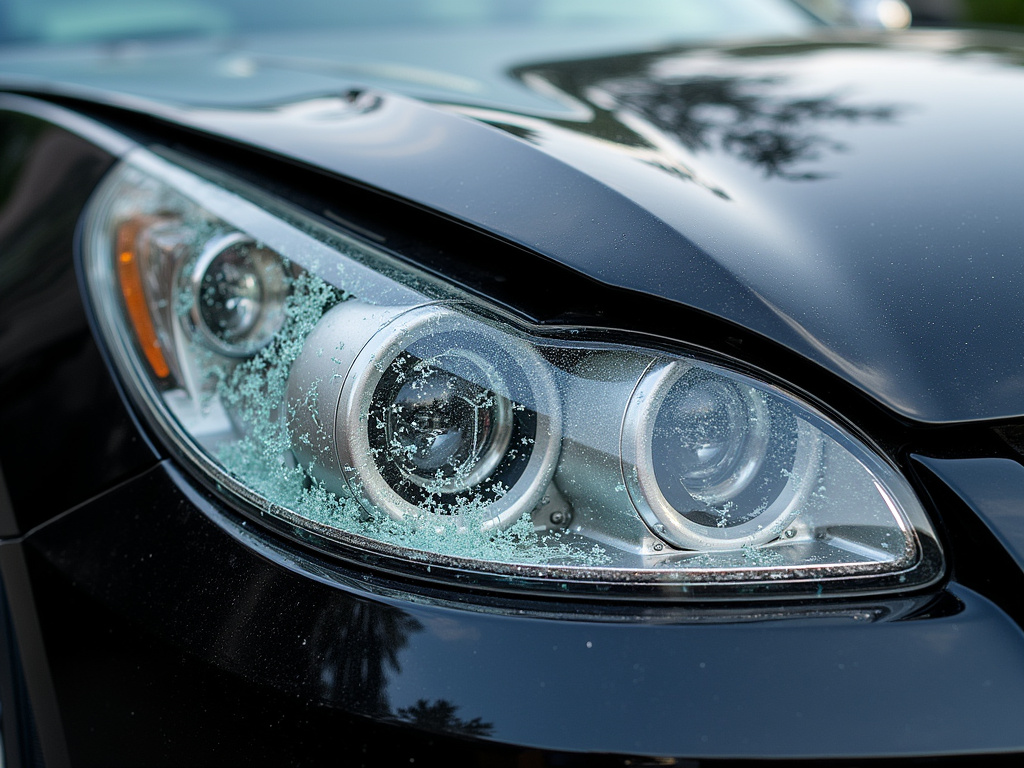 Shattered car headlight — los angeles pedestrian accident lawyer