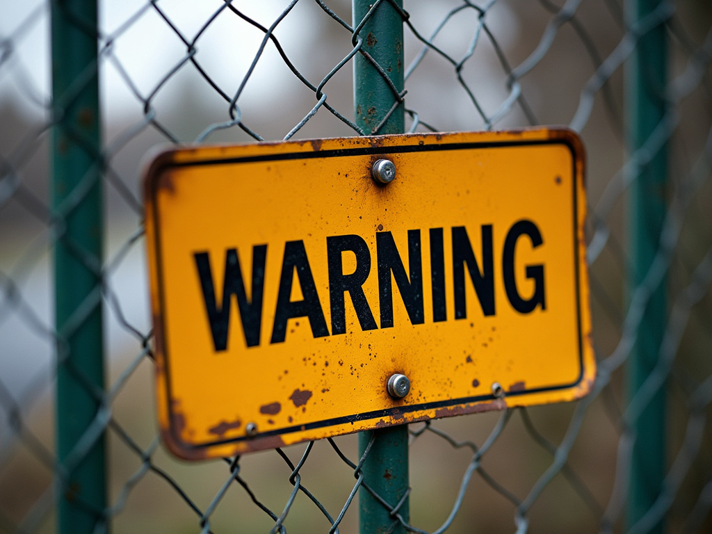 Warning sign fence — los angeles dog bite lawyer