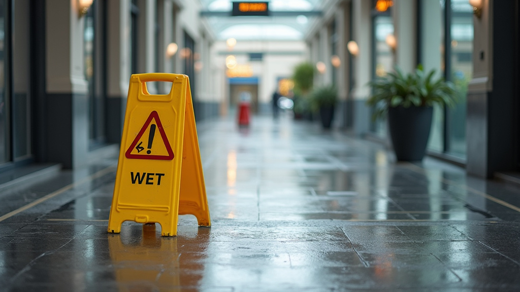 Wet floor sign — Omega Law Group Accident & Injury Attorneys, Los Angeles, LA